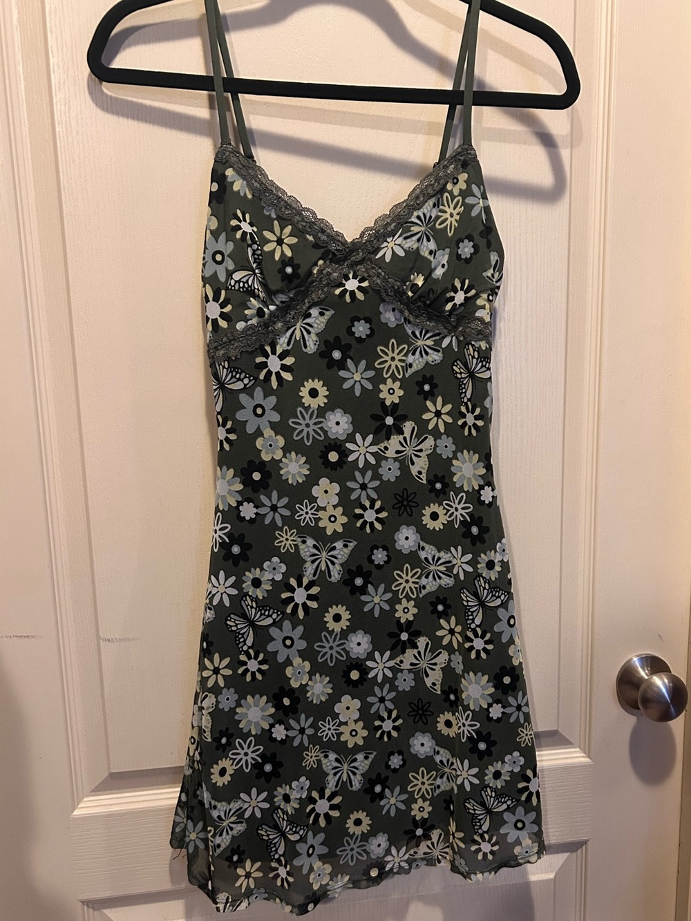 No Boundaries Olive Green Floral Lace Slip